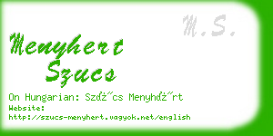 menyhert szucs business card